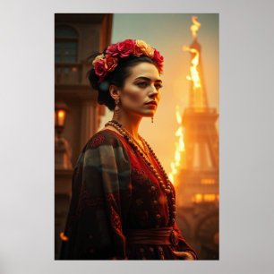 Frida in Flames - Surrealistisch Poster