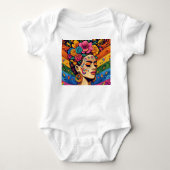Frida inspireerde Baby Outfit Bloem Kunst Boho Romper (Voorkant)
