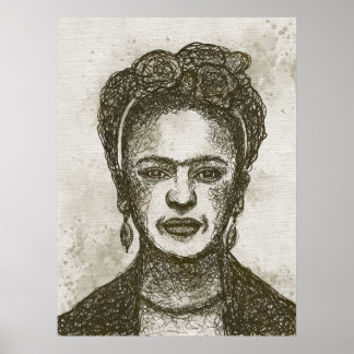 FRIDA KAHLO affiche dessinée à la main