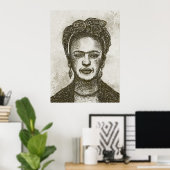 FRIDA KAHLO affiche dessinée à la main (Bureau à domicile)