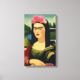 Frida Kahlo als Mona Lisa Canvas Afdruk