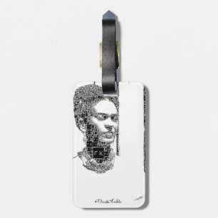 Frida Kahlo Black en White Portret Bagagelabel