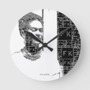 Frida Kahlo Black en White Portret Ronde Klok