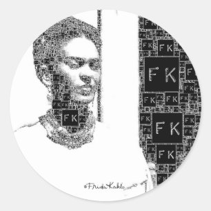 Frida Kahlo Black en White Portret Ronde Sticker
