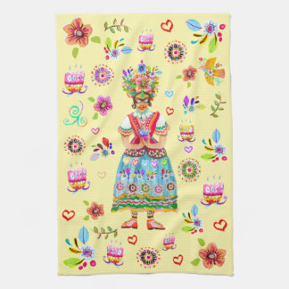 Frida Kahlo Bloem Volkskunst Inspiratie Theedoek