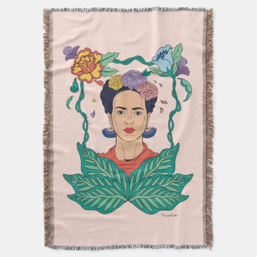 Frida Kahlo Bloemen Lijst Graphic Deken (Voorkant Verticaal)