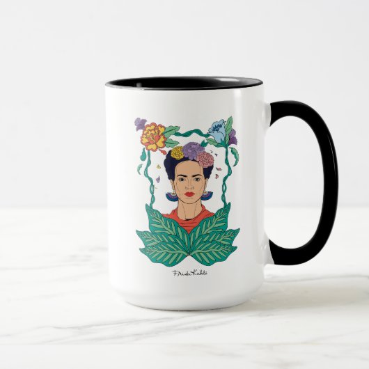 Frida Kahlo Bloemen Lijst Graphic Mok (Rechts)