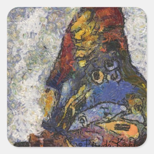 Frida Kahlo Butterfly Monet Geïnspireerd Vierkante Sticker (Voorkant)