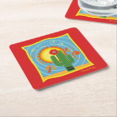 Frida Kahlo Cactus Graphic Vierkante Kartonnen Onderzetter (Schuin)