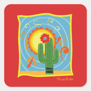 Frida Kahlo Cactus Graphic Vierkante Sticker