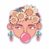 Frida Kahlo Cartoon Sticker (Voorkant)