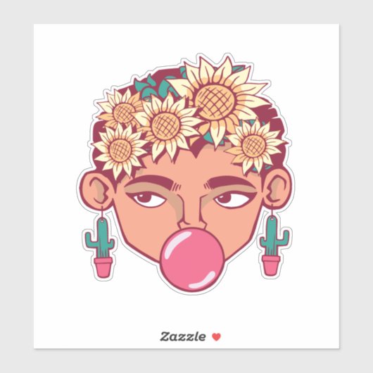 Frida Kahlo Cartoon Sticker (Vel)