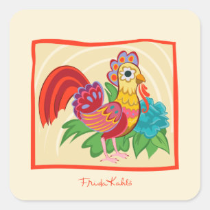 Frida Kahlo Chicken Graphic Vierkante Sticker