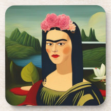 Frida Kahlo comme Mona Lisa Dessous de verre en pl
