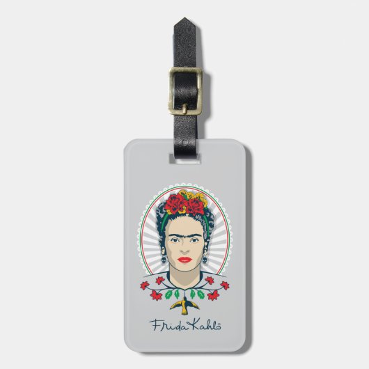 Frida Kahlo |  Floral Bagagelabel (Voorkant verticaal)