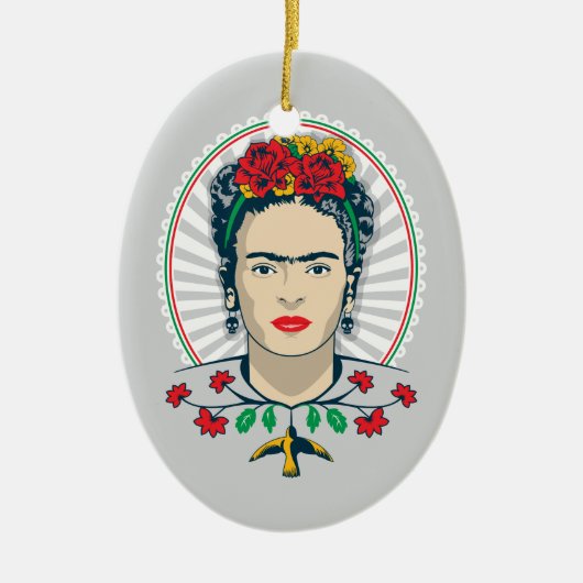 Frida Kahlo | Floral Keramisch Ornament (Voorkant)