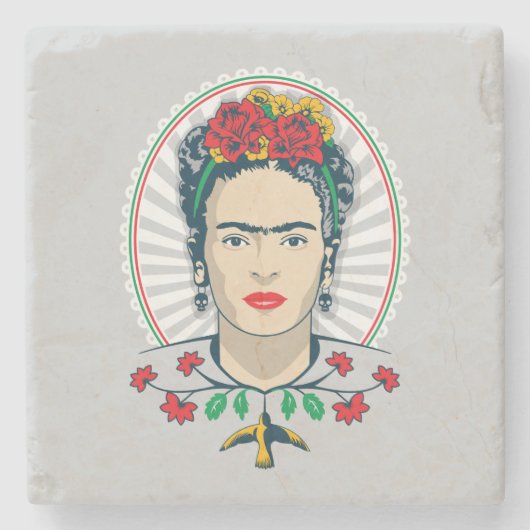 Frida Kahlo |  Floral Stenen Onderzetter (Voorkant)