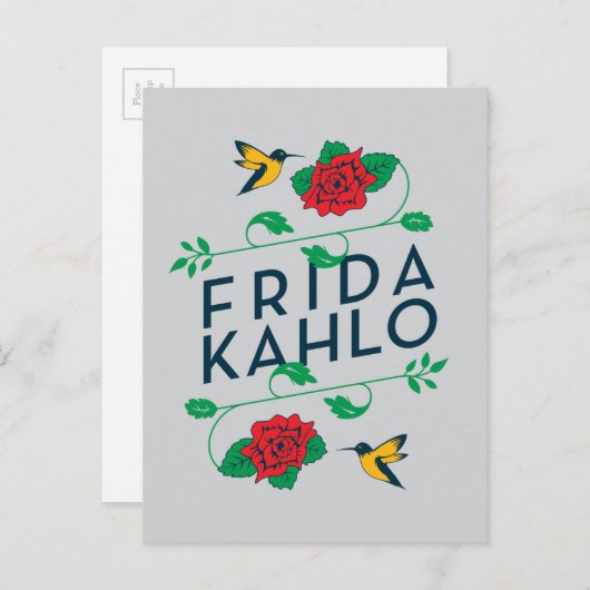 Frida Kahlo | Floral Typografie Briefkaart (Voorkant / Achterkant)