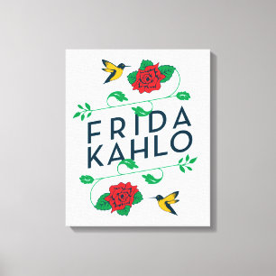 Frida Kahlo   Floral Typografie Canvas Afdruk