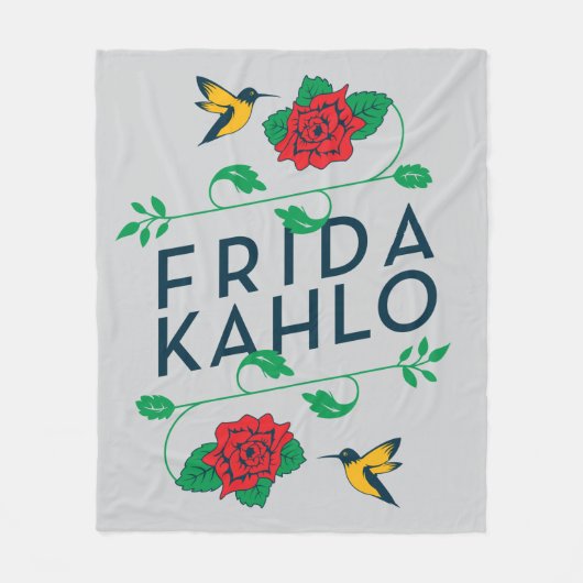 Frida Kahlo | Floral Typografie Fleece Deken (Voorkant)