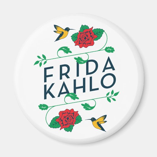Frida Kahlo | Floral Typografie Magneet (Voorkant)