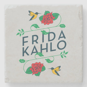 Frida Kahlo   Floral Typografie Stenen Onderzetter