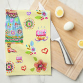 Frida Kahlo Flower Folk Art Inspiration Theedoek (Quarter Fold)