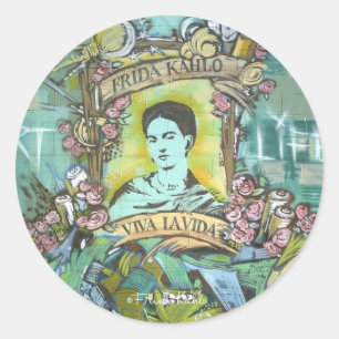 Frida Kahlo Graffiti Ronde Sticker