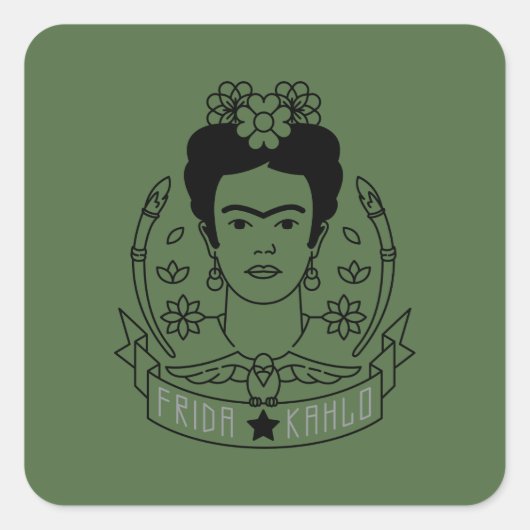 Frida Kahlo | Heroína Vierkante Sticker (Voorkant)