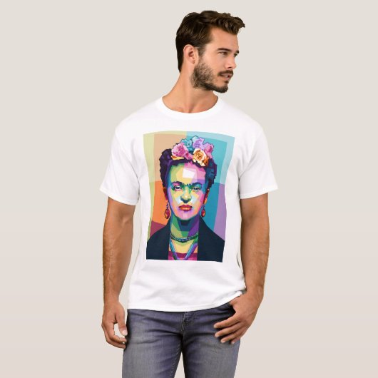 Frida Kahlo in WPAP T-shirt (Voorkant volledig)
