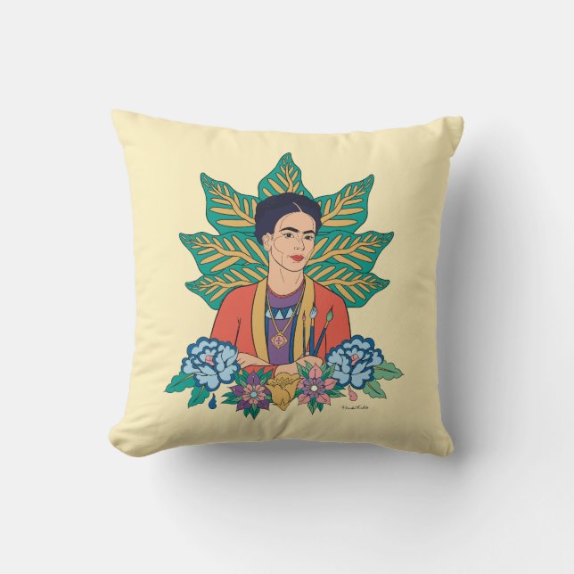 Frida Kahlo Kleurrijke Floral Graphic Kussen (Voorkant)