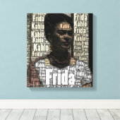 Frida Kahlo Lettering Portrait Canvas Afdruk (Insitu (Houten vloer))