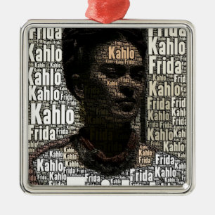 Frida Kahlo Lettering Portrait Metalen Ornament