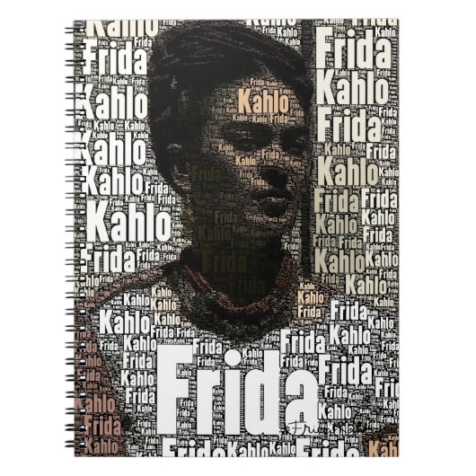 Frida Kahlo Lettering Portrait Notitieboek (Voorkant)