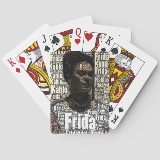 Frida Kahlo Lettering Portrait Pokerkaarten (Achterkant)