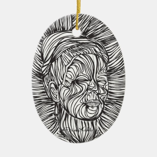 Frida Kahlo Lines Portrait Keramisch Ornament (Voorkant)