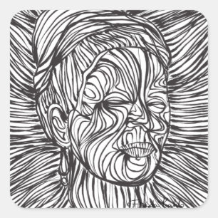Frida Kahlo Lines Portrait Vierkante Sticker