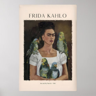 Frida Kahlo Me en Mijn Papegaaien Zelfportret Kuns Poster