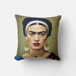Frida Kahlo met parel oorbellen Sierkussen