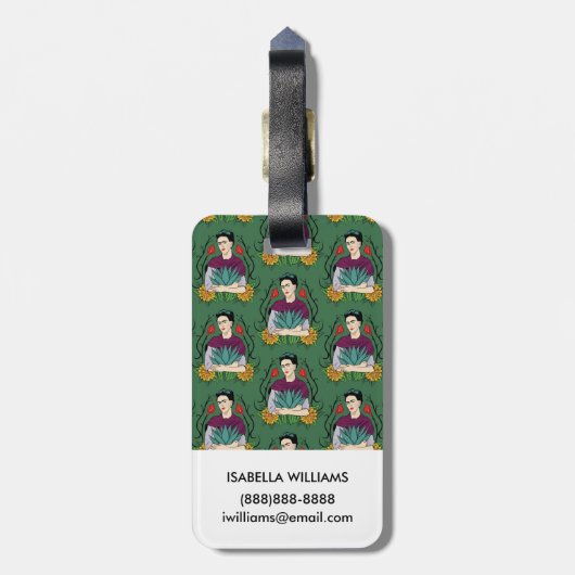 Frida Kahlo | Mi Mexico Lindo Pattern Bagagelabel (Achterkant verticaal)