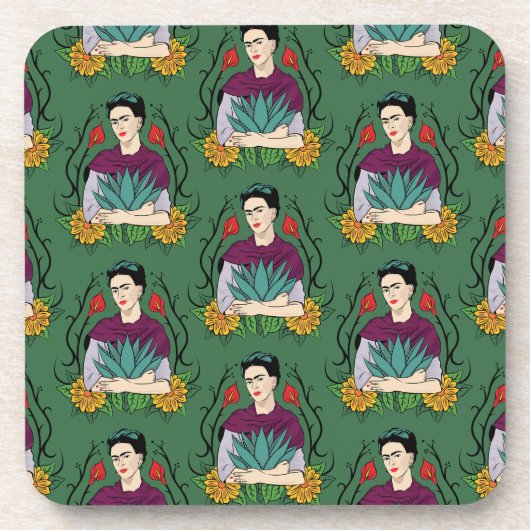 Frida Kahlo | Mi Mexico Lindo Pattern Bier Onderzetter (Voorkant)