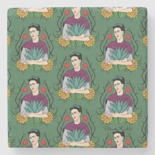 Frida Kahlo | Mi Mexico Lindo Pattern Stenen Onderzetter (Voorkant)