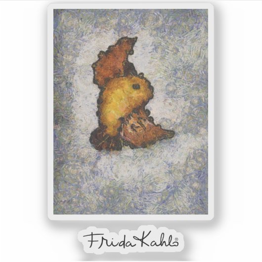 Frida Kahlo Monet Style Bird Painting Sticker (Voorkant)