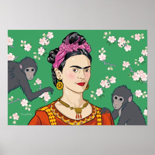 Frida Kahlo Monkey Graphic Poster (Voorkant)