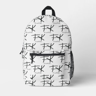Frida Kahlo-monogram "FK"-handtekeningpatroon Bedrukte Rugzak