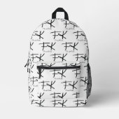 Frida Kahlo Monogram "FK" Signature Pattern Bedrukte Rugzak (Voorkant)