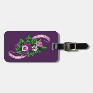 Frida Kahlo   Paarse Floral Bouquet Bagagelabel