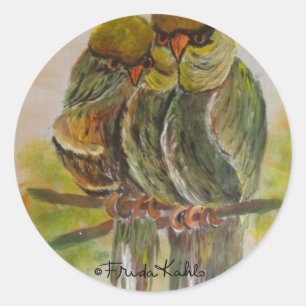 Frida Kahlo Painted Birds Ronde Sticker