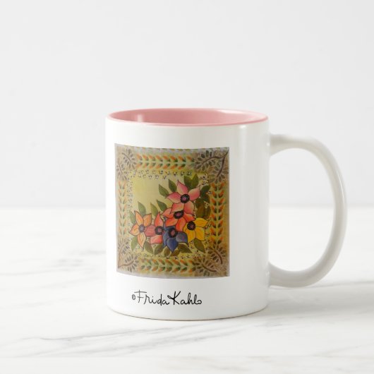 Frida Kahlo Painted Flores Tweekleurige Koffiemok (Rechts)