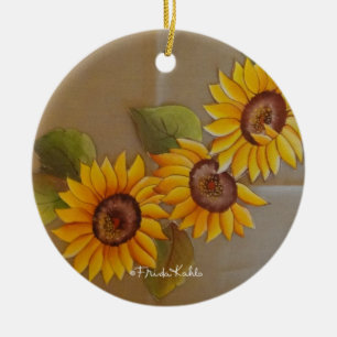 Frida Kahlo Painted Sunflower Keramisch Ornament